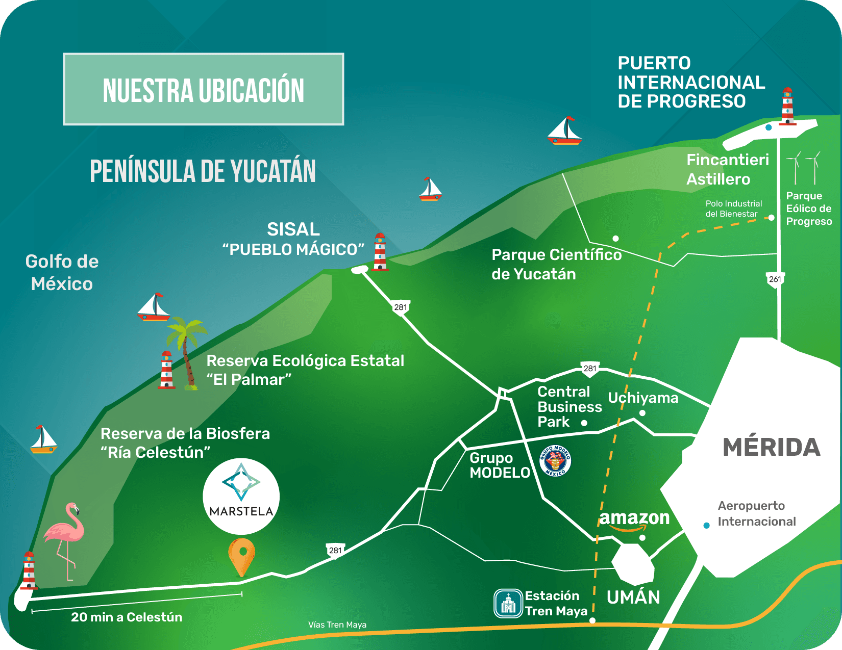 Marstela ubicación — mapa de la zona en Yucatán